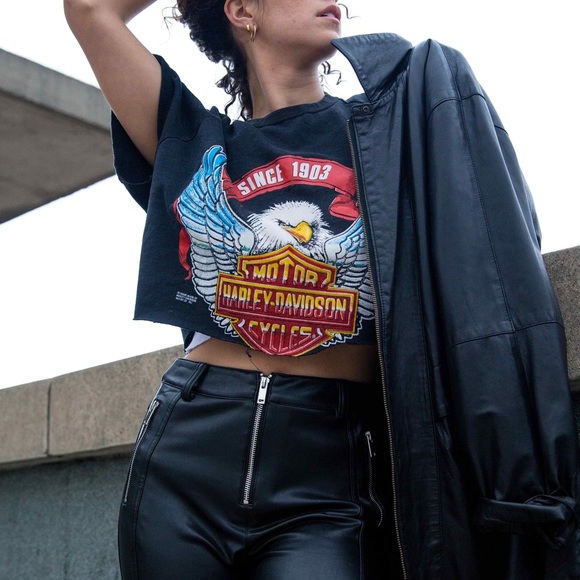 Vintage harley cropped sweater tee